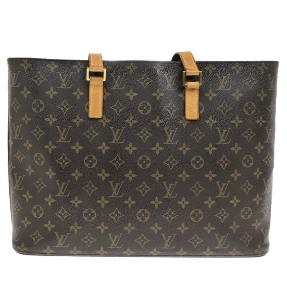 LOUIS VUITTON Logo Luco Shoulder Tote Bag Monogram Leather Brown - Picture 13 of 16
